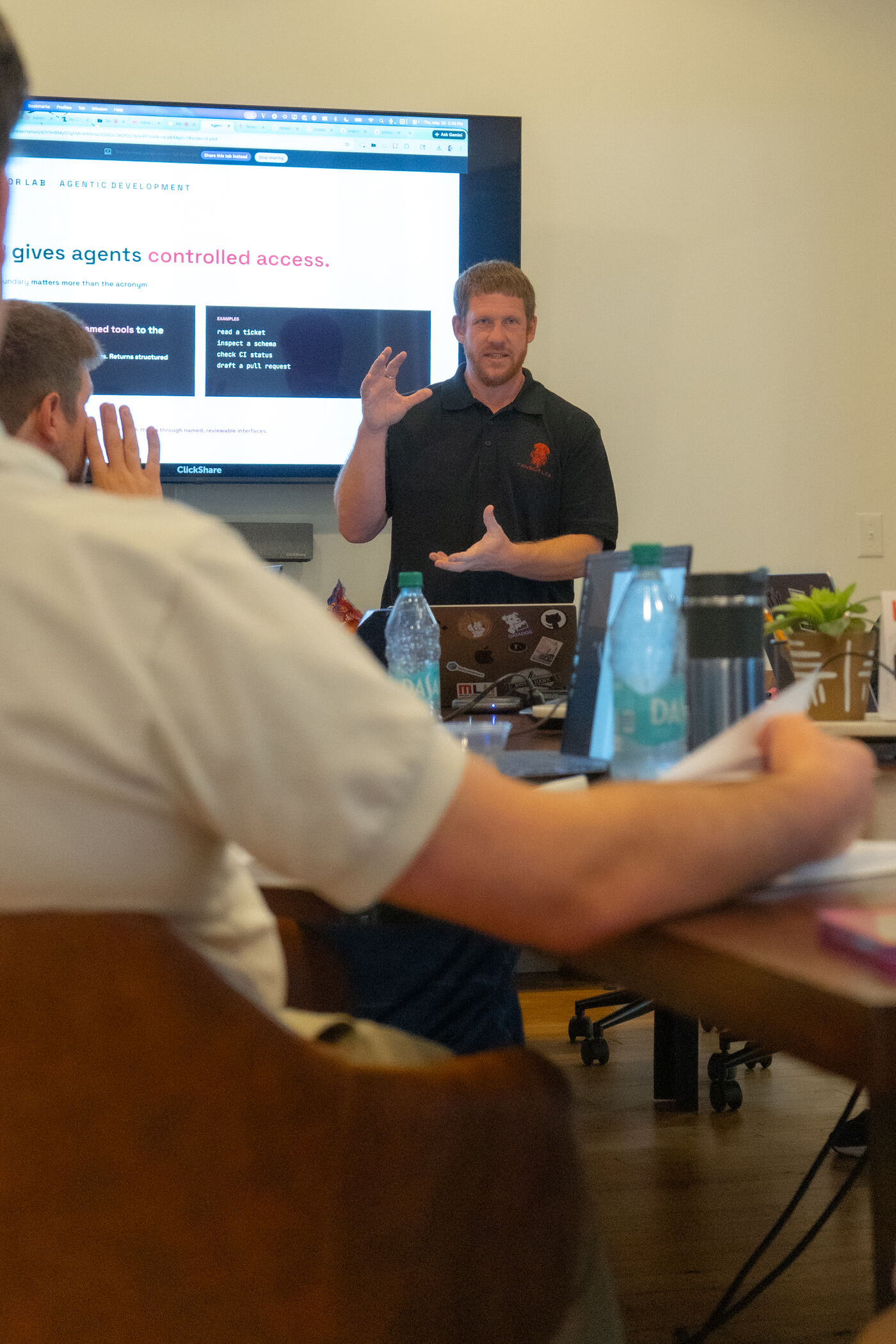 Wes teaching a Tensor Lab class with participants visible