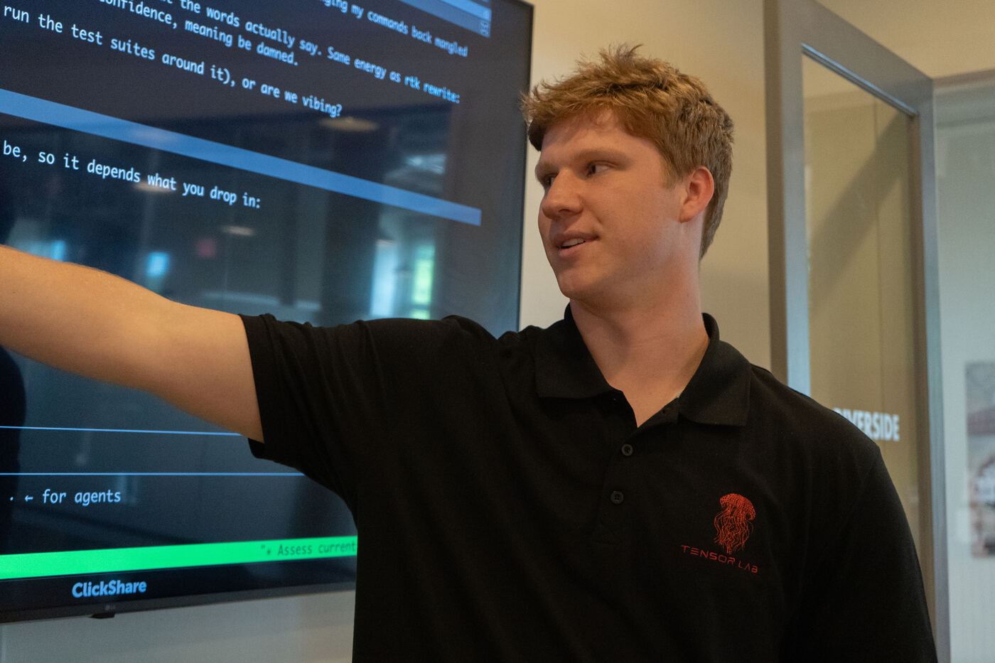 James teaching agentic development with code visible on screen